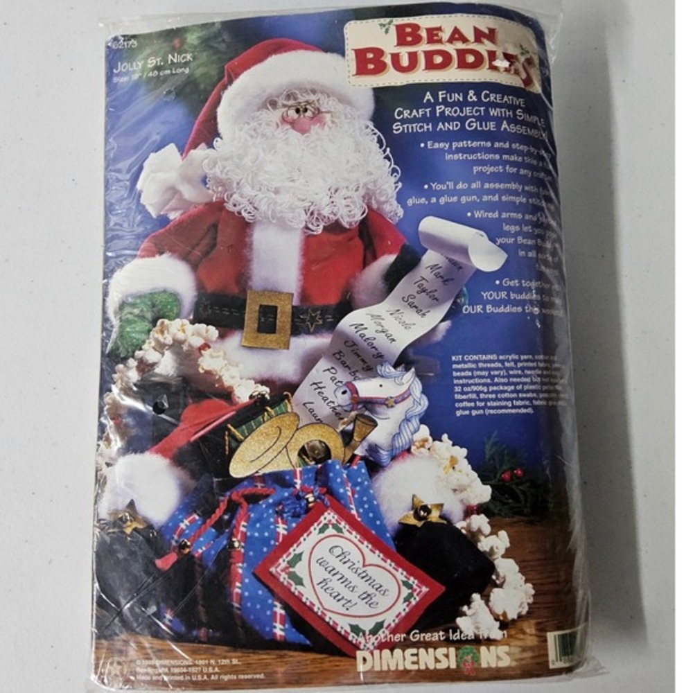 Dimensions‎ Jolly St. Nick Bean Buddies Craft Kit Christmas Santa 18 Inch
